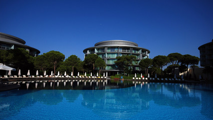 panoramic view of luxury pool in hotel