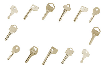Keys with Copy Space on White Background