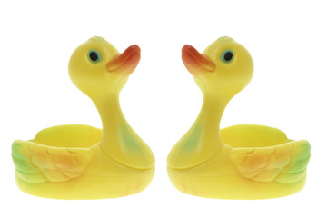 Rubber Ducks on Isolated White Background