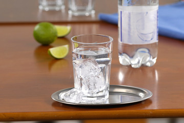 Glass of water with ice