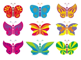Foto op Canvas vlinders in verschillende vectorkleuren © Cherju