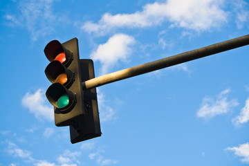 A set of UK traffic lights