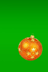 Golden Chrismas tree ornament on green background