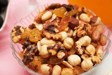nuts assortment in plate