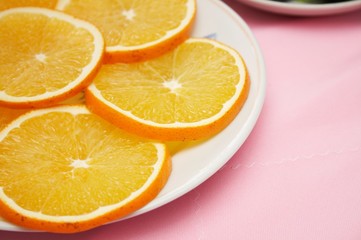 sliced orange on the plate