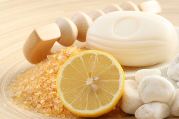 bath salt and soap - lemon beauty treatment