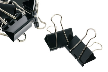 Naklejka premium binder clips. Office accessories isolated on a white background
