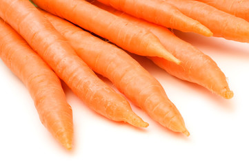 fresh carrots on white background