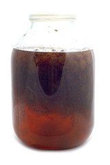 object on white - gooseberries jam glass jar
