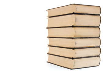 Pile of books on a white background