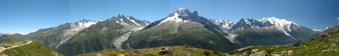 Crédence de cuisine en verre imprimé Mont Blanc Panorama du massif du Mont Blanc