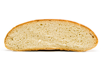 Bread, half of the loaf, isolated, on white background