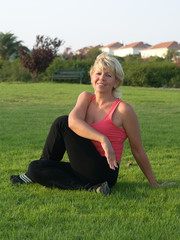 Women in a yoga balancing pose