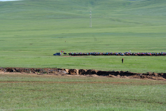 Course de cheval dans la stepe mongole