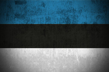 Weathered Flag Of Estonia, fabric textured..