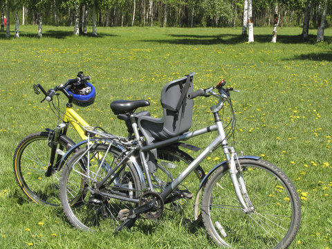 Two bicycles on a glade