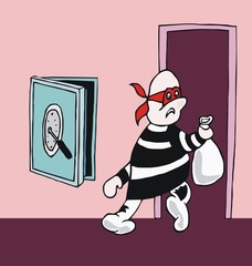 Thief stealing safe at home