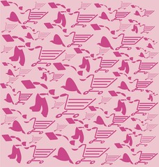 Montage of abstract illustration of men and women shopping