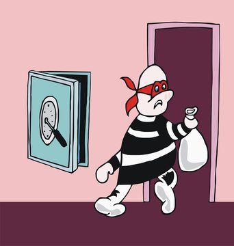 Thief stealing safe at home