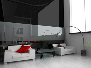 Modern interior of a drawing room 3d image