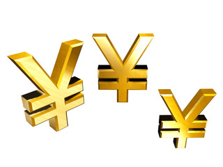 Yen symbols isolated over a white background
