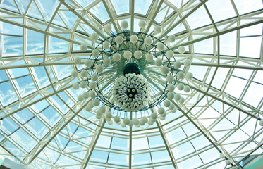 Abstract radial decoration of a shopping center dome