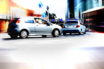 Abstract big city rush hour. Motion blurred