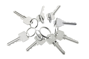 Keys with Rings on White Background