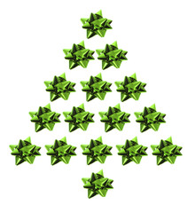 Star Bows in Xmas tree Shape on White Background