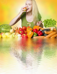 woman eating fruit - healthy diet