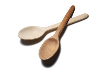 Handmade wooden spoons isolated