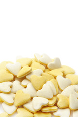 Pile of vitamin tablets isolated over white background