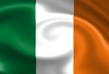 Irish flag waving in the wind