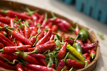 Spicy red hot chili peppers