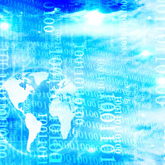 digital world on a soft blue background