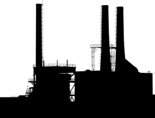 Factory with Smokestacks Silhouette