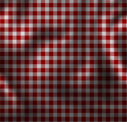 red picnic cloth with some folds in it