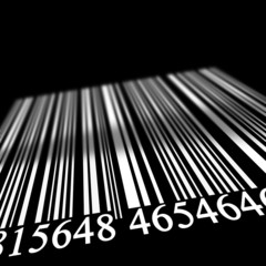 Barcode fading into the distance on a dark background