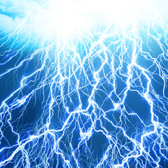 lightning flash on a soft blue background