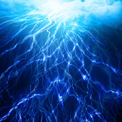 lightning flash on a dark blue background