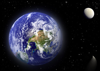 Obraz na płótnie Canvas Ziemia i Księżyc