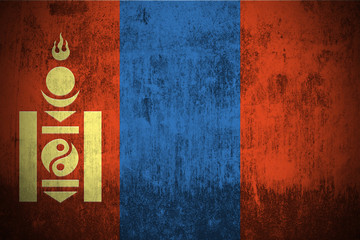 Weathered Flag Of Mongolia, fabric textured..