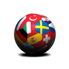 Obraz premium Soccer ball with european flags on it over white background