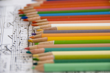 color pencisl on music scores