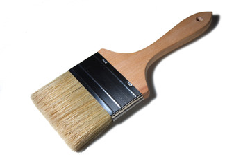 Big wooden painting brush isolated