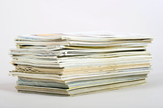 Stack of paper on neutral background close up