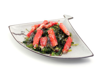 Japan Salad from Crabmeat Sticks with Greens