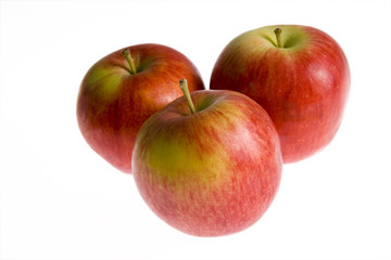 Fototapeta na wymiar Three apples isolated on white background