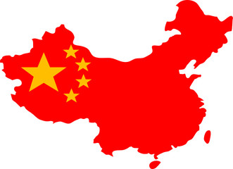 bright  vector illustration of Chinese flag on country map