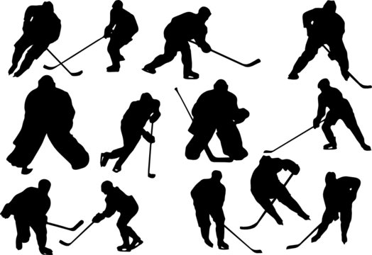 Group of hockey players vector illustration